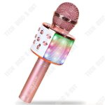 Microphone sans fil karaok - lunavo - bluetooth portable - lumires led - rose