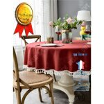Nappe de table - td - rouge - tanche - dentelle - 160 cm - ronde
