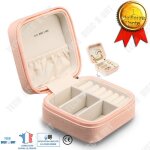 Organisateur de bijoux - td - multicouche - cuir pu - rose - 10x10x5 cm