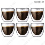 Tasse  caf - td - pack de 6 - verre transparent - double paroi thermique - 150ml