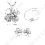 Parure bijoux - td - ajustable - plaqué argent 925 - trèfle à quatre feuilles - femme Parure bijoux - td - ajustable - plaqué argent 925 - trèfle à quatre feuilles - femme