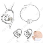 Parure de bijoux - td - c?ur ajour - argent - strass - femme