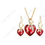 Parure bijoux - td� - pendentif c?ur zircon - cristal rouge - boucles doreilles - chic femme