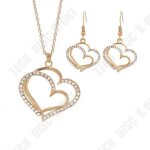 Parure pendentif double c?ur - td - bijoux femme - alliage dor - bonne qualit - cadeau idal