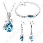 Parure - td - rglable - cristal - argent - bleu ciel - bijoux femme
