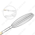 Pince  poisson grill - td - 70cm - bois massif - accessoire barbecue - 480g