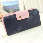 Portefeuille - td - long - cuir pu rouge - multi - poches - femme - scurit double