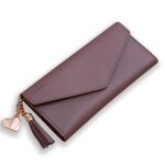 Porte - monnaie - td� - simple long - cuir - rouge vin - franges