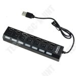 Hub usb - td - extension 7 ports - usb 2. 0 - indicateur de lumire - couleur noir