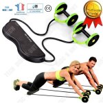 Td roue abdominale polyvalente elastique corde sport homme femme exercices double ab roller fitness ...