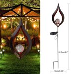 Td solaire lampadaire extrieur - led rtro fer bronze soleil angle mars lampes solaires flamme lumire ...