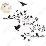 Stickers muraux - noir - oiseau branche darbre - pvc - 15 cm - contemporain
