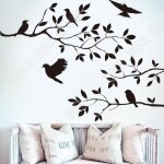 Stickers muraux - td� - oiseau branche - pvc - noir - contemporain