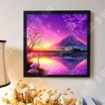 Tableau 5d - td - paysage crpuscule - violet - 30x30cm - dcoration murale