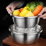 Td uf de cuisson pot de salade de fruits 304 pot acier inoxydable ensemble panier de vidange de mnage ...
