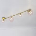 Plafonnier m�tal et verre moonlight brass 4 spots rose