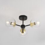 Plafonnier m�tal et verre wassily gold 3 spots noir
