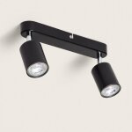 Plafonnier orientable mtal 2 spots albus black large noir
