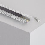 Profil aluminium encastr dans pltre / plaque de pltre 2m pour ruban led double capot noir