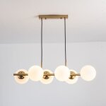 Suspension mtal et verre moonlight brass 6 spots dor