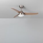 Ventilateur de plafond silencieux neil effet bois 107cm moteur dc argent