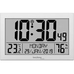 Horloge murale - techno line - ws8016 - radio - pilote - plastique - argent
