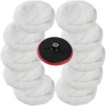 �ponge de polissage - tectake - lot de 10 peaux de polissage 220 mm avec un disque auto 180 mm - blanc ...