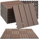Tectake lot de 11 dalles de terrasse tegulas wpc aspect bois avec systme dencliquetage rsistant aux ...