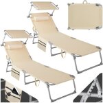 Tectake lot de 2 bains de soleil chloe pliable 4 positions avec appui - tte et pochette latrale - beige ...
