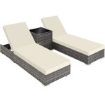 Bains de soleil - tectake - lot de 2 transats chaises longues en rotin de jardin design luxueux cadre ... Bains de soleil - tectake - lot de 2 transats chaises longues en rotin de jardin design luxueux cadre ...