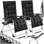 Chaises longues - tectake - lot de 2 bains de soleil pliables cloud r�glables en continu en textil�ne ...