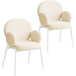 Chaises - tectake - lot de 2 fauteuils scandi rembourrs avec accoudoirs et tissu bouclette pieds solides ...
