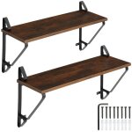 �tag�re murale - tectake - lot de 2 �tag�res suspendues irvine en panneau agglom�r� - bois fonc�
