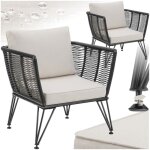 Salon de jardin - tectake - lot de 2 fauteuils dext�rieur sundo en r�sine tress�e avec housses amovibles ...