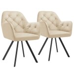 Chaises - tectake - lot de 2 fauteuils lucia pivotants  180 rembourr en velours motif matelass 58 ...