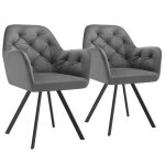 Chaises - tectake - lot de 2 fauteuils lucia pivotants  180 rembourr en velours motif matelass 58 ...