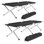 Lit de camp - tectake - lot de 2 lits de camp 190 cm x 70 cm avec housse de transport - noir