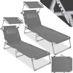 Bains de soleil - tectake - lot de 2 chaises longues transats chloe pliable 4 positions avec appui - ...