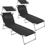 Bains de soleil - tectake - lot de 2 chaises longues transats chloe pliable 4 positions avec appui - ...