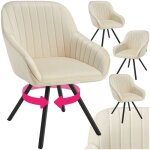 Chaises - tectake - lot de 4 fauteuils pivotants  360 snug avec accoudoirs velours rembourrs - crme ...