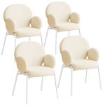 Chaises - tectake - lot de 4 fauteuils scandi rembourrs avec accoudoirs et tissu bouclette pieds solides ...