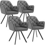 Chaises - tectake - lot de 4 fauteuils lucia pivotants  180 rembourr en velours motif matelass 58 ...