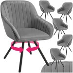 Chaises - tectake - lot de 6 fauteuils pivotants � 360� snug avec accoudoirs velours rembourr�s - gris ...
