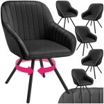 Chaises - tectake - lot de 6 fauteuils pivotants � 360� snug avec accoudoirs velours rembourr�s - noir ...