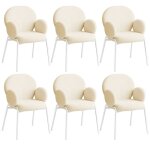 Chaises - tectake - lot de 6 fauteuils scandi rembourrs avec accoudoirs et tissu bouclette pieds solides ...
