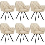 Chaises - tectake - lot de 6 fauteuils lucia pivotants  180 rembourr en velours motif matelass 58 ...