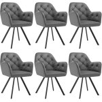Chaises - tectake - lot de 6 fauteuils lucia pivotants � 180� rembourr� en velours motif matelass� 58 ...