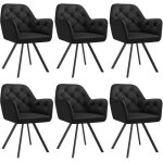 Chaises - tectake - lot de 6 fauteuils lucia pivotants � 180� rembourr� en velours motif matelass� 58 ...