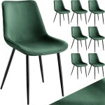 Chaises - tectake - lot de 8 fauteuils monroe rembourr�s aspect velours assise ergonomique et pieds en ...