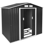 Abri de jardin - tectake - remise en mtal 27 m toiture 2 pans avec fondation 4 ouvertures de ventilation ...